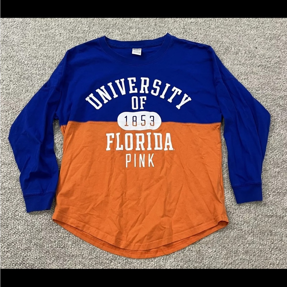 University Of Florida PINK Victoria's Secret Sz L Blue Longsleeve Shirt Gators